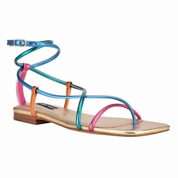 Nine West Mandie Strappy Multicolor Flat Sandals | Ireland 77E88-5I88